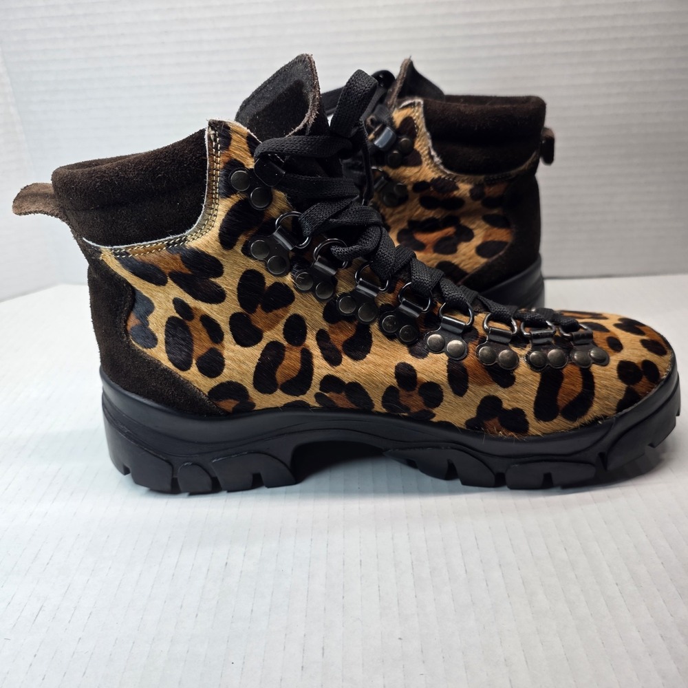 Two Thousand Never Leopard Hiking Boots Womens 6 Pony Hair Vibram Patrick Winget - Picture 5 of 13